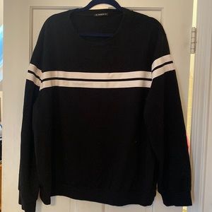 black long-sleeve with white stripes